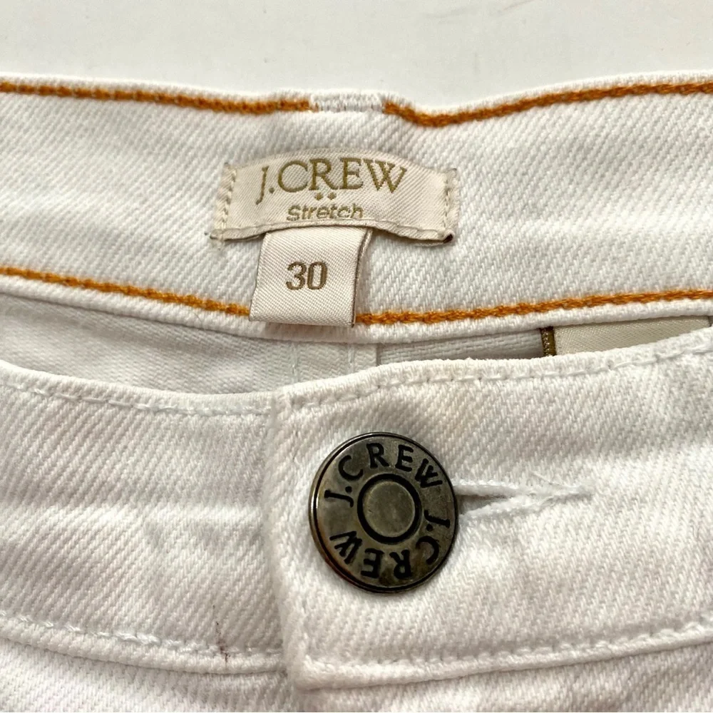 J. Crew Stretch White Denim Cropped Jeans Size 30 Summer Basic Neutral
